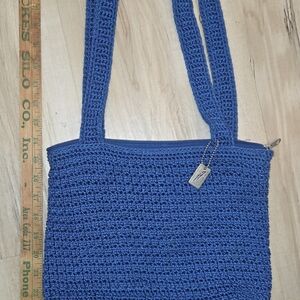 Jacqueline Ferrar Blue Crochet Shoulder Bag